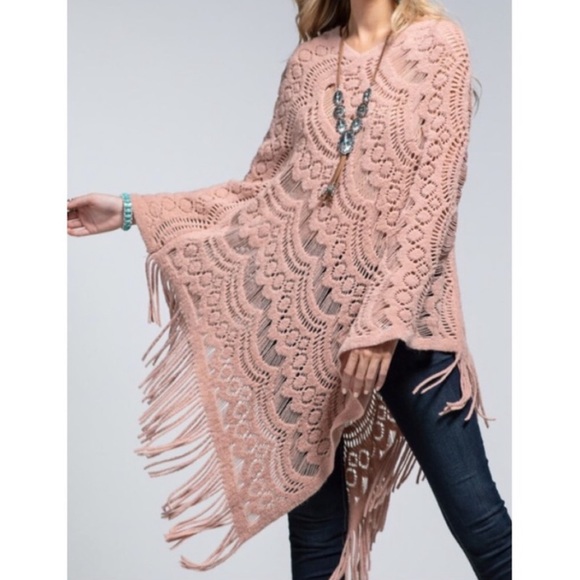 NEW Ruggine Black Fringe Poncho Spring Summer Fall Lightweight Thin Top Boho - Picture 5 of 6